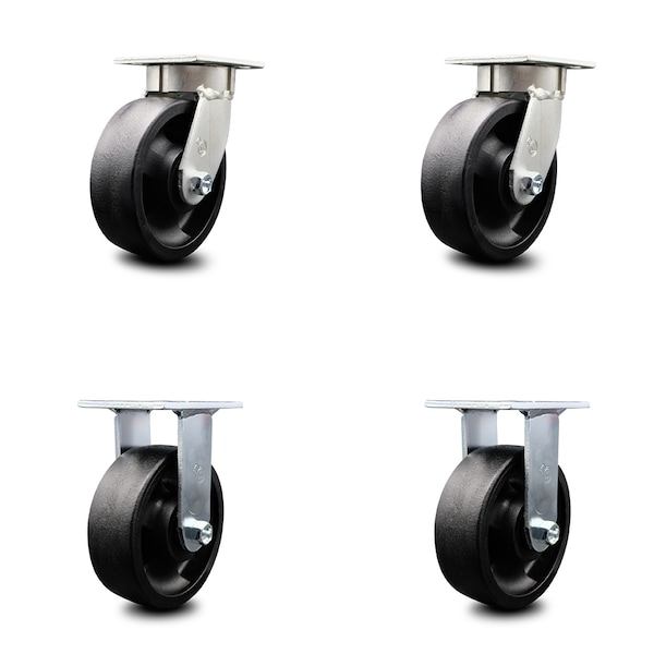 Service Caster 6 Inch Kingpinless Glass Filled Nylon Wheel Swivel Caster Swivel 2 Rigid, 2PK SCC-KP30S620-GFNR-2-R-2 - main